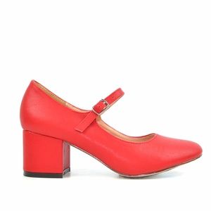 Chase & Chloe Brandi Red Mary Jane Vintage Heel